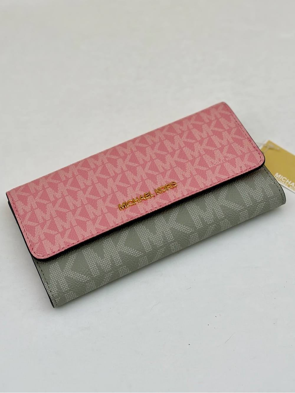 Michael Kors Pink and Gray Signature Trifold Wallet - Picture 6 of 11